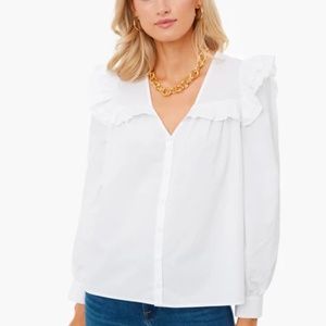 White Ellianna Ruffle Blouse Tuckernuck NWOT